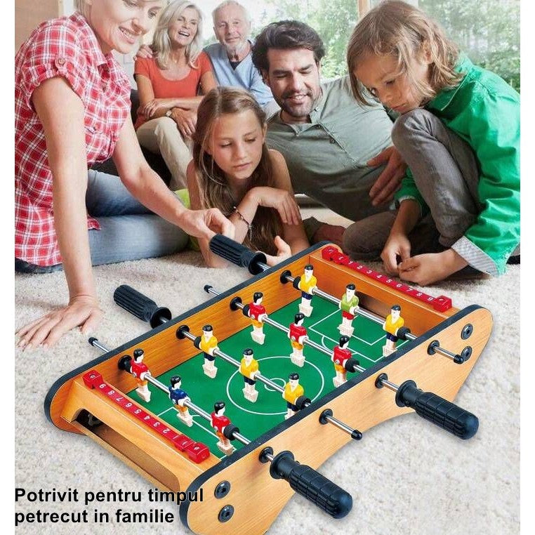 Masa de fotbal cu teren si 12 jucatori Flippy, 4 manere, cu Tablou pentru Scor, din Metal, Lemn si ABS, 37.5 x 21 x 9.5 cm, Margini Rotunjite, pentru copii/adulti-3