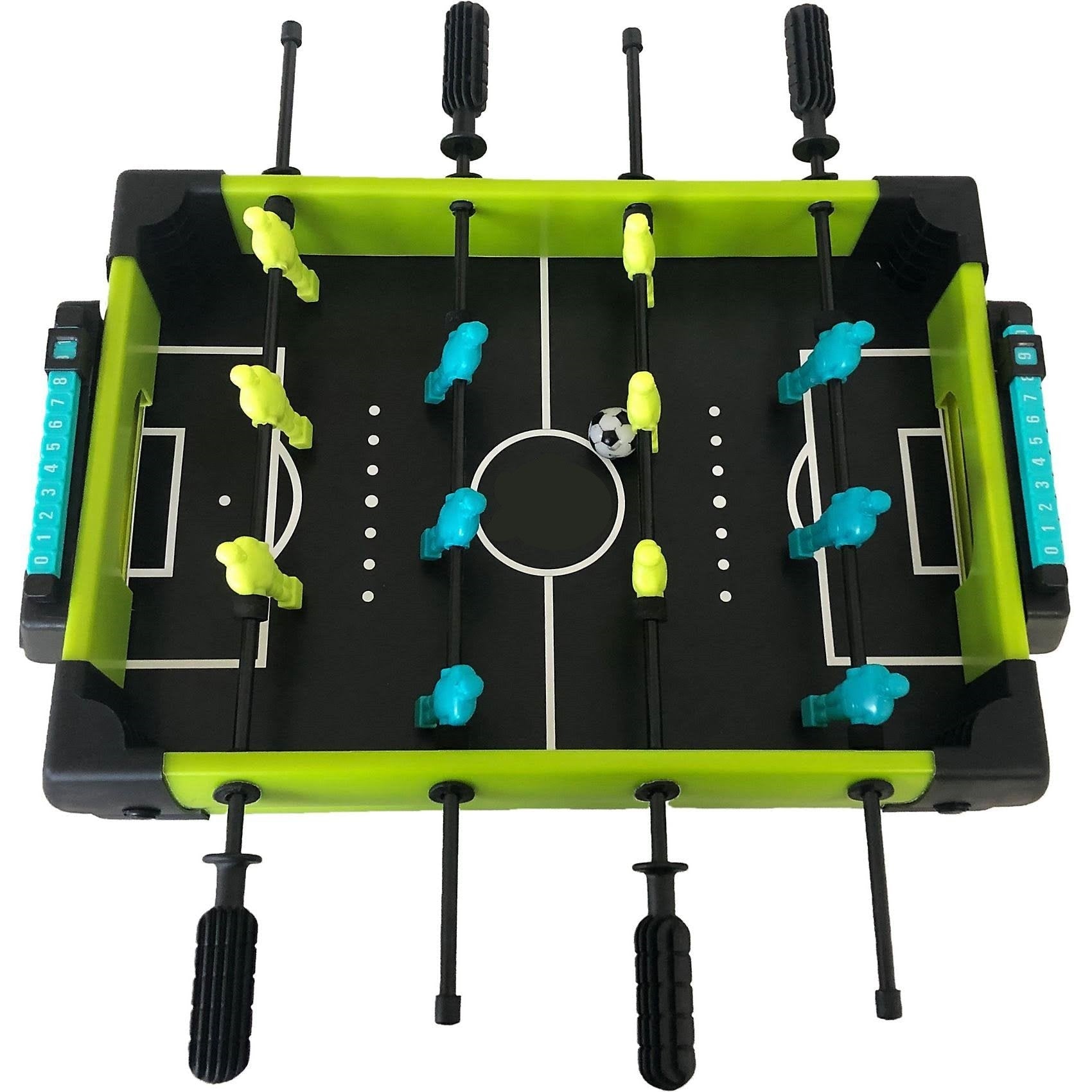 Masa de fotbal cu teren si 12 jucatori Flippy, 4 manere, cu Tablou Scor, din Metal si ABS, 36.5 x 35.5 x 8 cm, Design Multicolor, pentru copii/adulti, verde-2