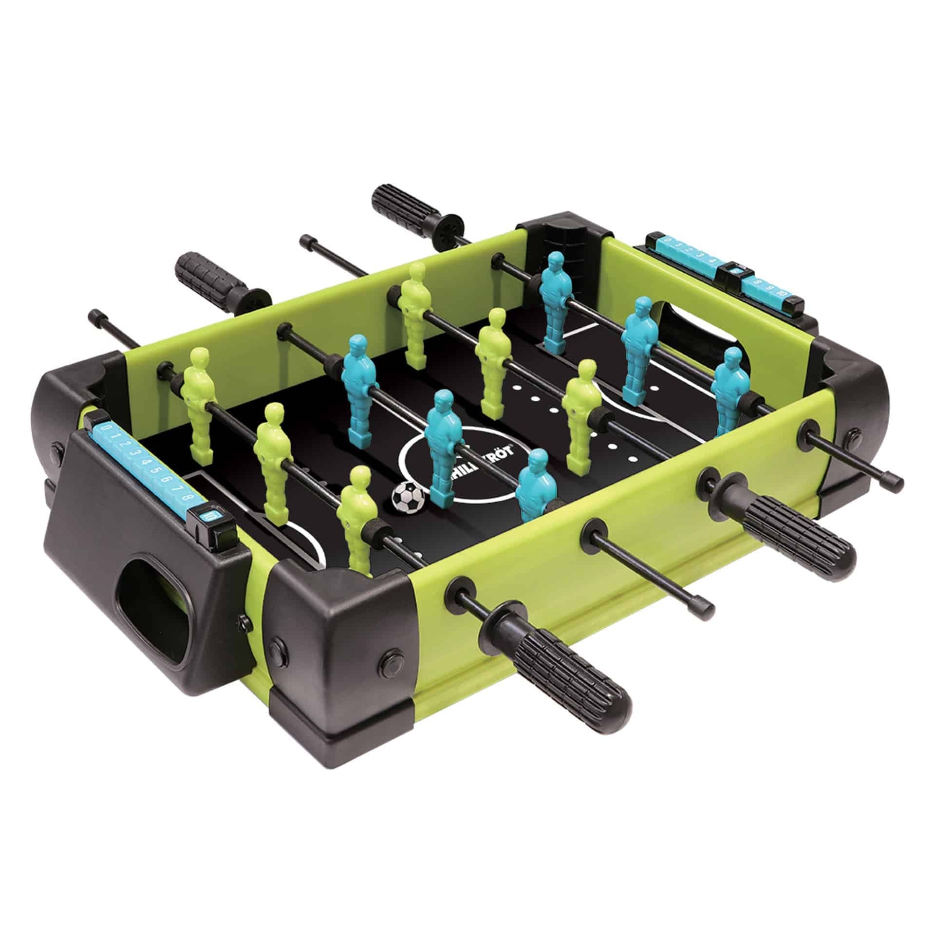 Masa de fotbal cu teren si 12 jucatori Flippy, 4 manere, cu Tablou Scor, din Metal si ABS, 36.5 x 35.5 x 8 cm, Design Multicolor, pentru copii/adulti, verde-0