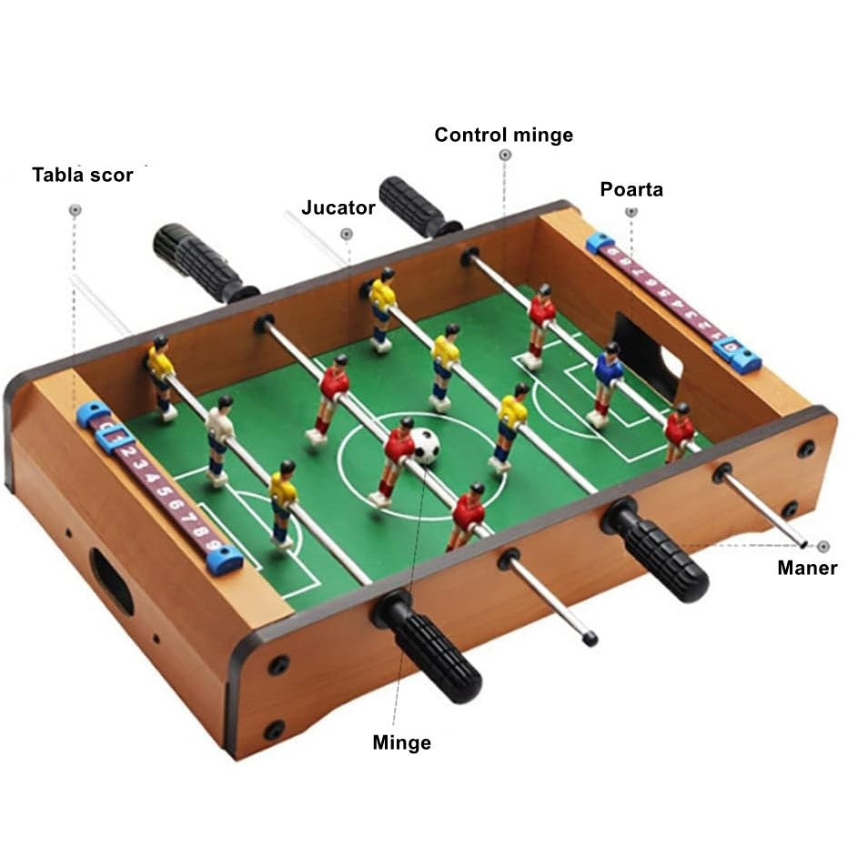 Masa de fotbal cu teren si 12 jucatori Flippy, cu tablou pentru scor, din metal, lemn si ABS, 34.5 x 23 x 7 cm, pentru copii-3