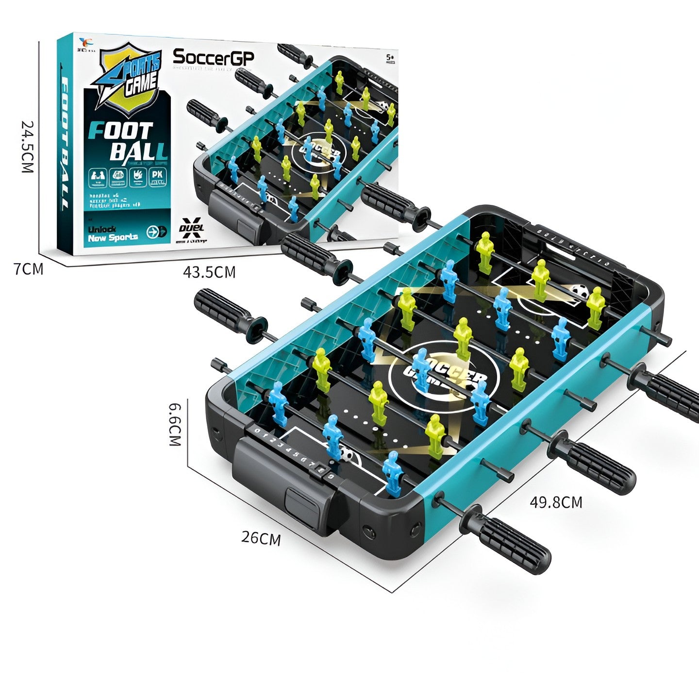 Masa de Fotbal cu Teren si 18 Jucatori Flippy, 6 Manere, 2 Mingi, cu Tablou Scor, din ABS, 49.8x26x6.6 cm, Design Multicolor, pentru Copii/ Adulti-1