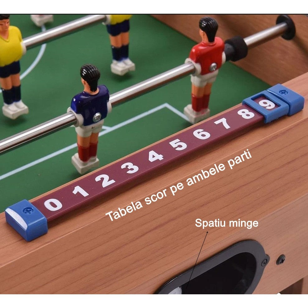 Masa de Fotbal cu Teren si 18 Jucatori Flippy, 6 Manere, cu Tablou pentru Scor, din Metal, Lemn si ABS, 69 x 36.5 x 23 cm, cu Picioruse, pentru copii/adulti-1