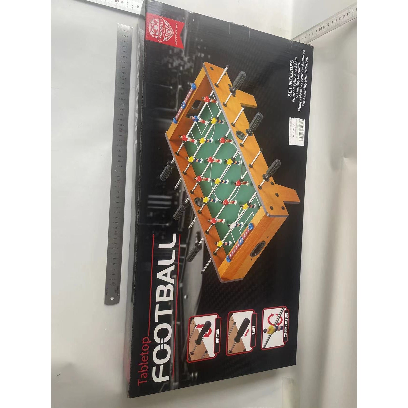 Masa de Fotbal cu Teren si 18 Jucatori Flippy, 6 Manere, cu Tablou pentru Scor, din Metal, Lemn si ABS, 69 x 36.5 x 23 cm, cu Picioare, pentru copii/adulti-7