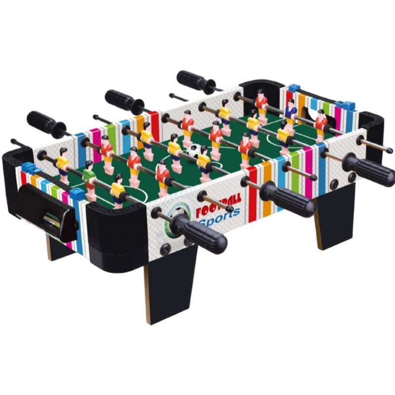 Masa de fotbal cu teren si 18 jucatori Flippy, 6 manere, cu Tablou Scor, din Metal, Lemn si ABS, 51 x 44 x 17.5 cm, cu Picioare, Design Multicolor, pentru copii/adulti-0