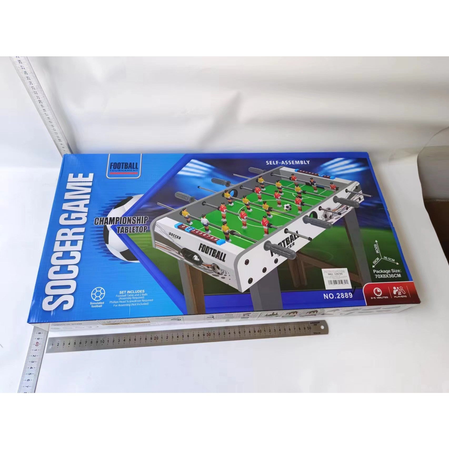 Masa de fotbal cu teren si 18 jucatori Flippy, 6 manere, cu Tablou Scor, din Metal, Lemn si ABS, 69 x 36.5 x 23 cm, cu Picioare, Design Multicolor, pentru copii/adulti-3
