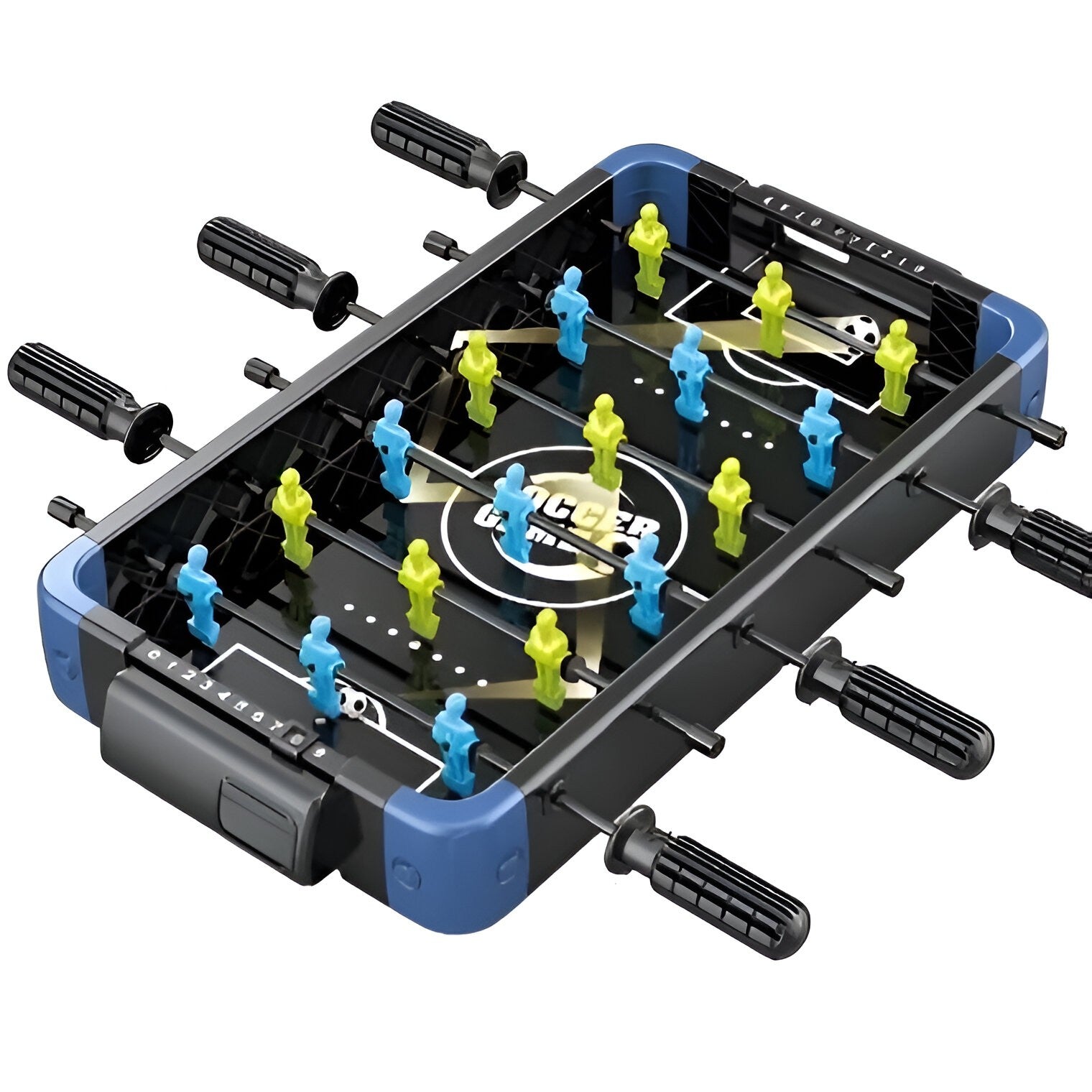 Masa de Joc 5in1  Flippy, cu Teren Schimbabil de Fotbal, Basket, Bowling, Curling si Hockey, cu Tablou Scor, din ABS, 49.8x26x6.6 cm, Design Multicolor, pentru Copii/ Adulti-0