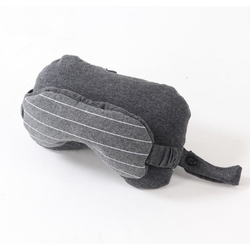 Masca de dormit, Flippy, 2 in 1, cu Tetiera, din Particule de Spuma si Bumbac, Gri Inchis-2