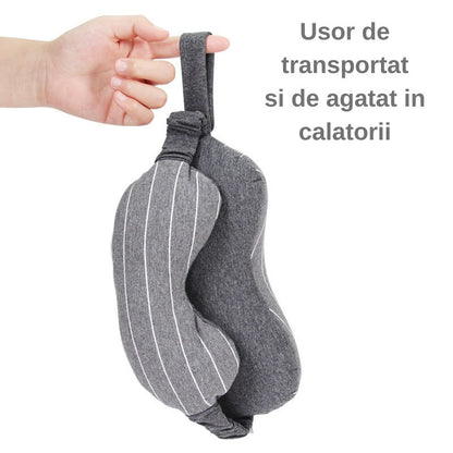 Masca de dormit, Flippy, 2 in 1, cu Tetiera, din Particule de Spuma si Bumbac, Gri Inchis-4