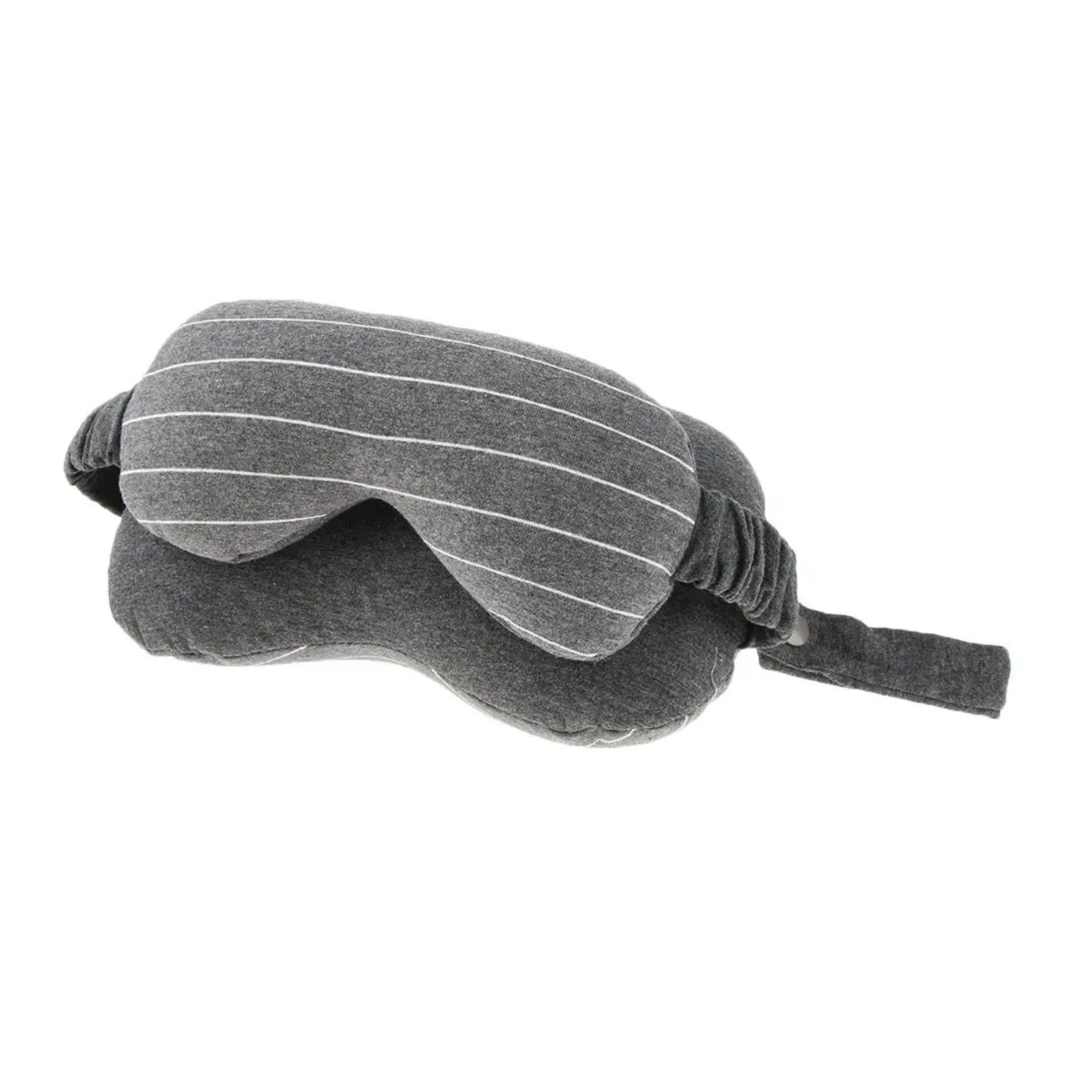 Masca de dormit, Flippy, 2 in 1, cu Tetiera, din Particule de Spuma si Bumbac, Gri Inchis-0