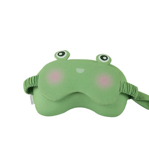 Masca de dormit, Flippy, 2 in 1, cu Tetiera, din Particule de Spuma si Bumbac, Model Broasca ,Verde-0