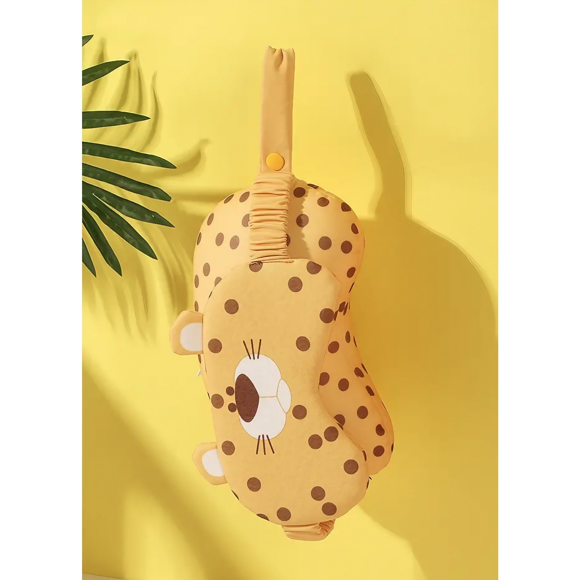 Masca de dormit, Flippy, 2 in 1, cu Tetiera, din Particule de Spuma si Bumbac, Model Leopard ,Portocaliu-15