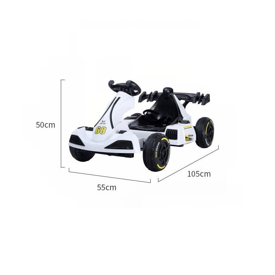 Masinuta Electrica Flippy, Tip Kart, cu Telecomanda, Dimensiune Reglabila, 2 Viteze, Sistem de Lumini si Sunet, Pentru Copii intre 1.2 - 1.6 Inaltime, 105 x 55 x 50 cm, Alb-5