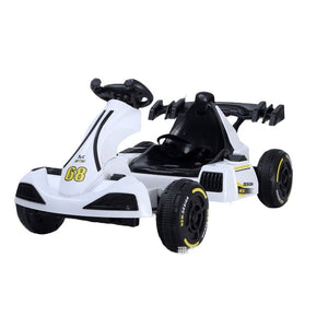 Masinuta Electrica Flippy, Tip Kart, cu Telecomanda, Dimensiune Reglabila, 2 Viteze, Sistem de Lumini si Sunet, Pentru Copii intre 1.2 - 1.6 Inaltime, 105 x 55 x 50 cm, Alb-0