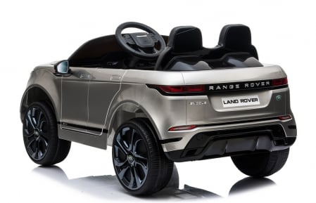 Masinuta Electrica Copii Range Rover Evoque | Licentiata | 4x4 | Roti Spuma EVA | Scaun Piele | 140W | 12V |Silver Gri