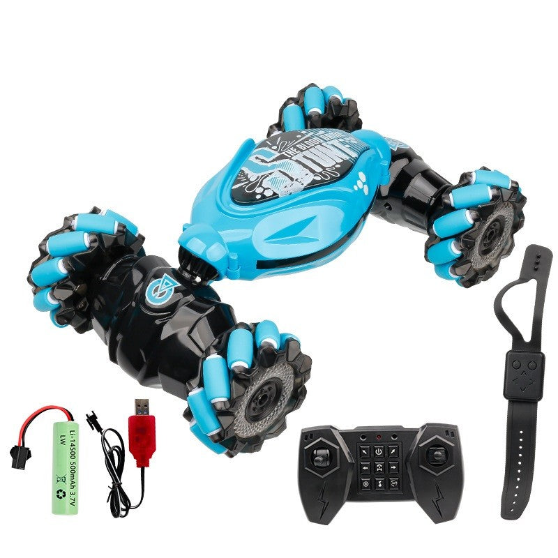 Masinuta pentru Copii, Flippy, Control Telecomanda 2.4G + Telecomanda Gestuala, Lumini si Muzica, Albastru-0