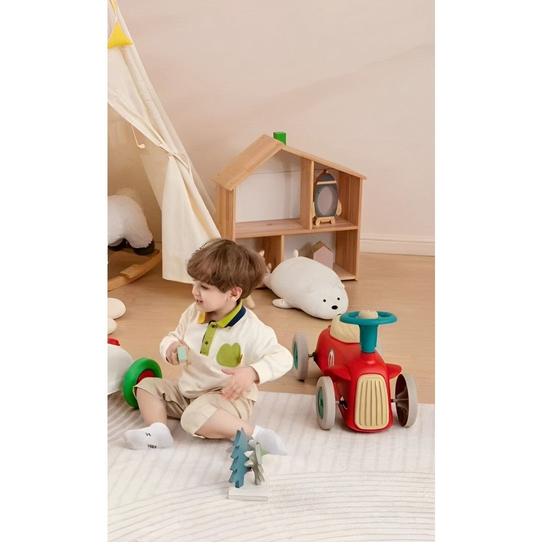 Masinuta Ride-On Flippy, cu Sistem Anti-Rasturnare, Claxon pe Volan, 1-6 Ani, 60 x 28 x 34 cm, Rosu-Crem-5