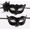 Set 2 Masti de Cuplu, Flippy, pentru Carnaval, Bal Mascat, Marime Universala, Model Floare Laterala si Margele, Model Clasic Fluture, Negre-0