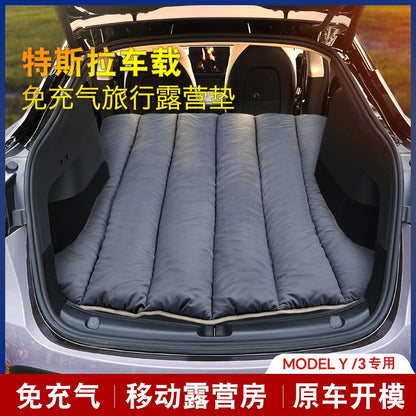 Saltea Speciala de Calatorie, Flippy, Tesla Model Y / 3, Montare pe masina, pentru Camping, Portbagaj, Spate, pentru Dormit in Aer Liber, Geanta si Perna Incluse, Gri-1