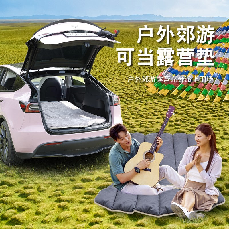 Saltea Speciala de Calatorie, Flippy, Tesla Model Y / 3, Montare pe masina, pentru Camping, Portbagaj, Spate, pentru Dormit in Aer Liber, Geanta si Perna Incluse, Gri-2