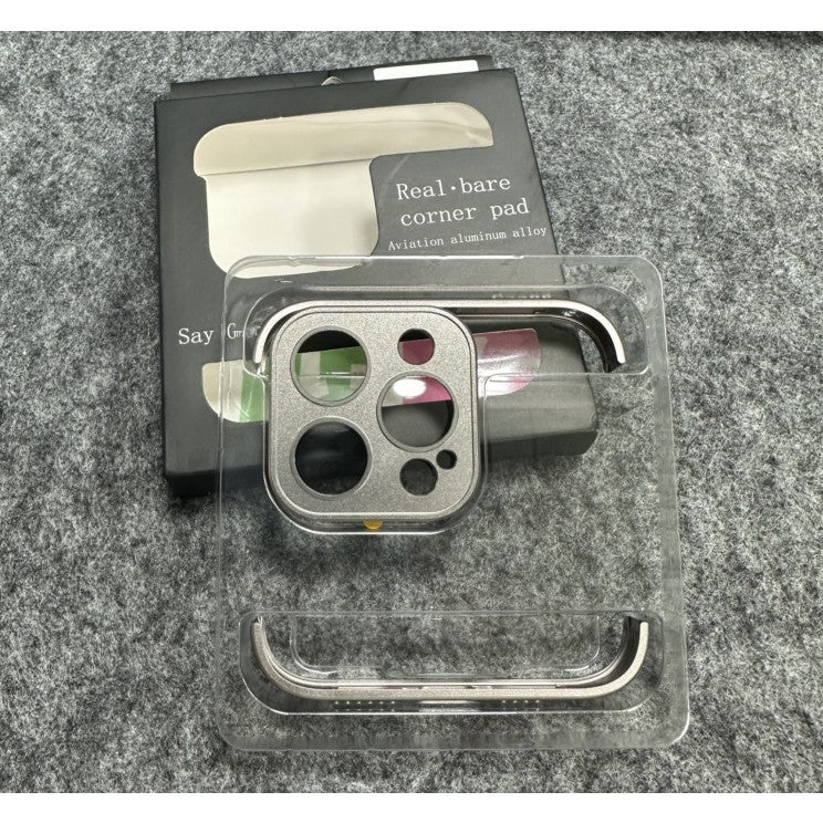 Husa Metalica Edgeless  Compatibila cu iPhone 15 Pro, Flippy, Protectie pentru Colturi si Camera, Aliaj, Antisoc, Antizgariere, Gri Metalizat-1
