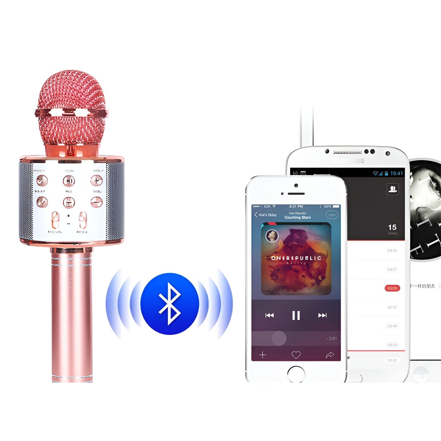 Microfon Karaoke, Flippy, pentru Copii, Bluetooth, Boxa Incorporata, Compatibil cu Orice Smartphone, Acumulator Integrat, Multifunctional, Rose Gold-6