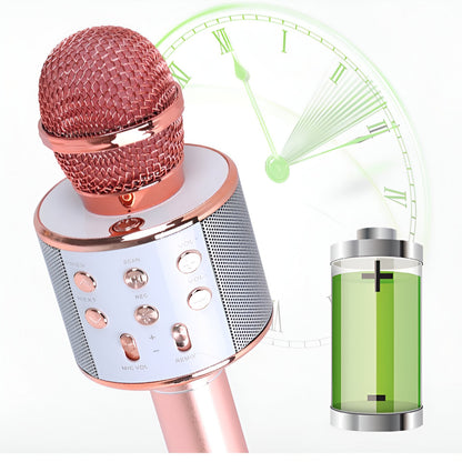 Microfon Karaoke, Flippy, pentru Copii, Bluetooth, Boxa Incorporata, Compatibil cu Orice Smartphone, Acumulator Integrat, Multifunctional, Rose Gold-7