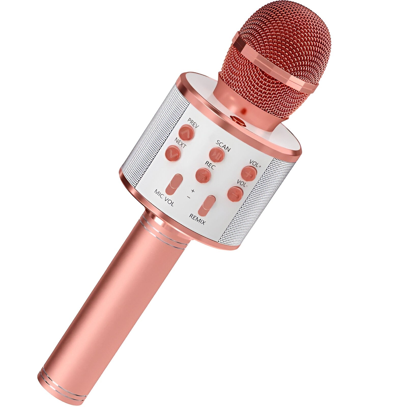 Microfon Karaoke, Flippy, pentru Copii, Bluetooth, Boxa Incorporata, Compatibil cu Orice Smartphone, Acumulator Integrat, Multifunctional, Rose Gold-0