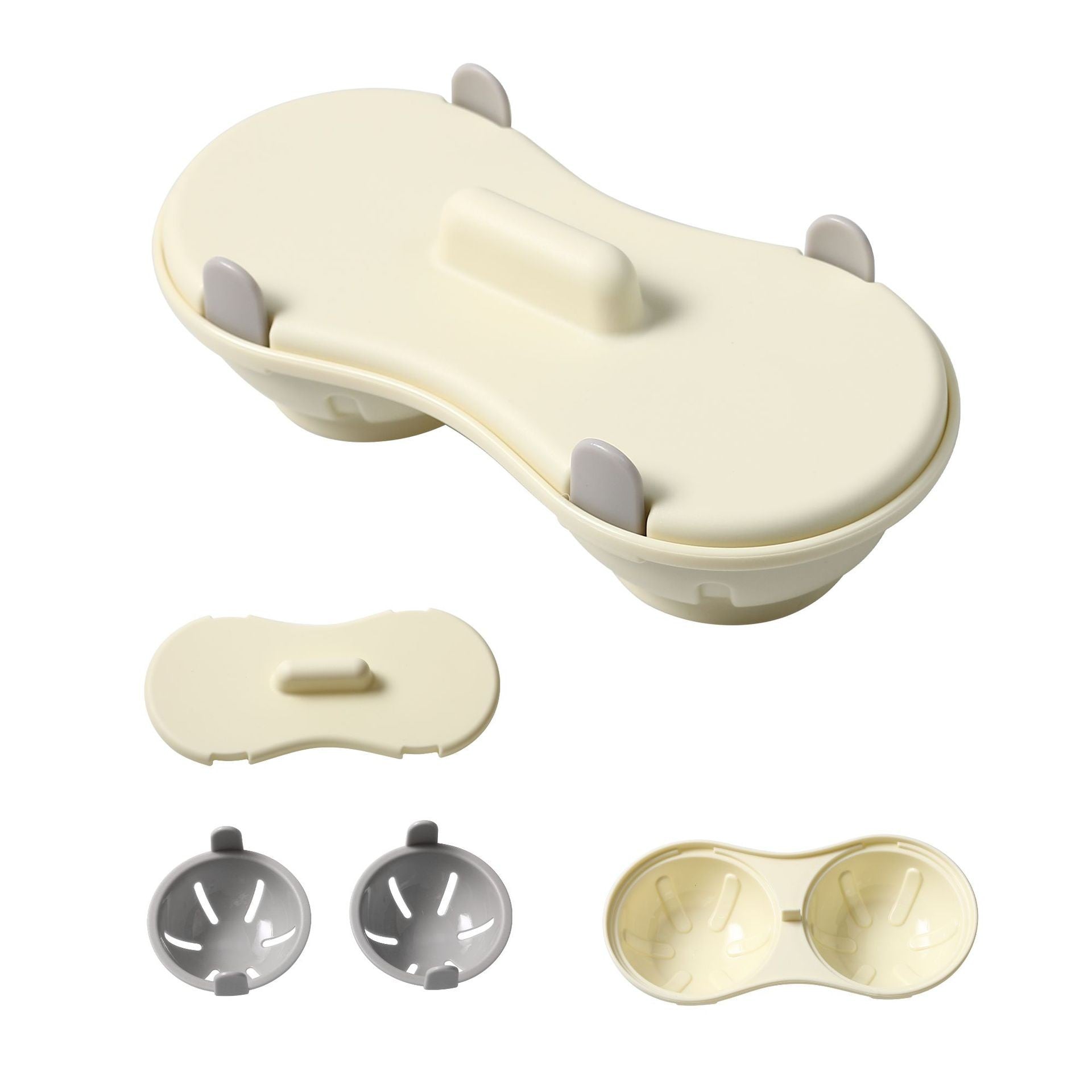 Recipient din Plastic Flippy, pentru PRegatit Oua la Microunde, 2 vase, Crem-0