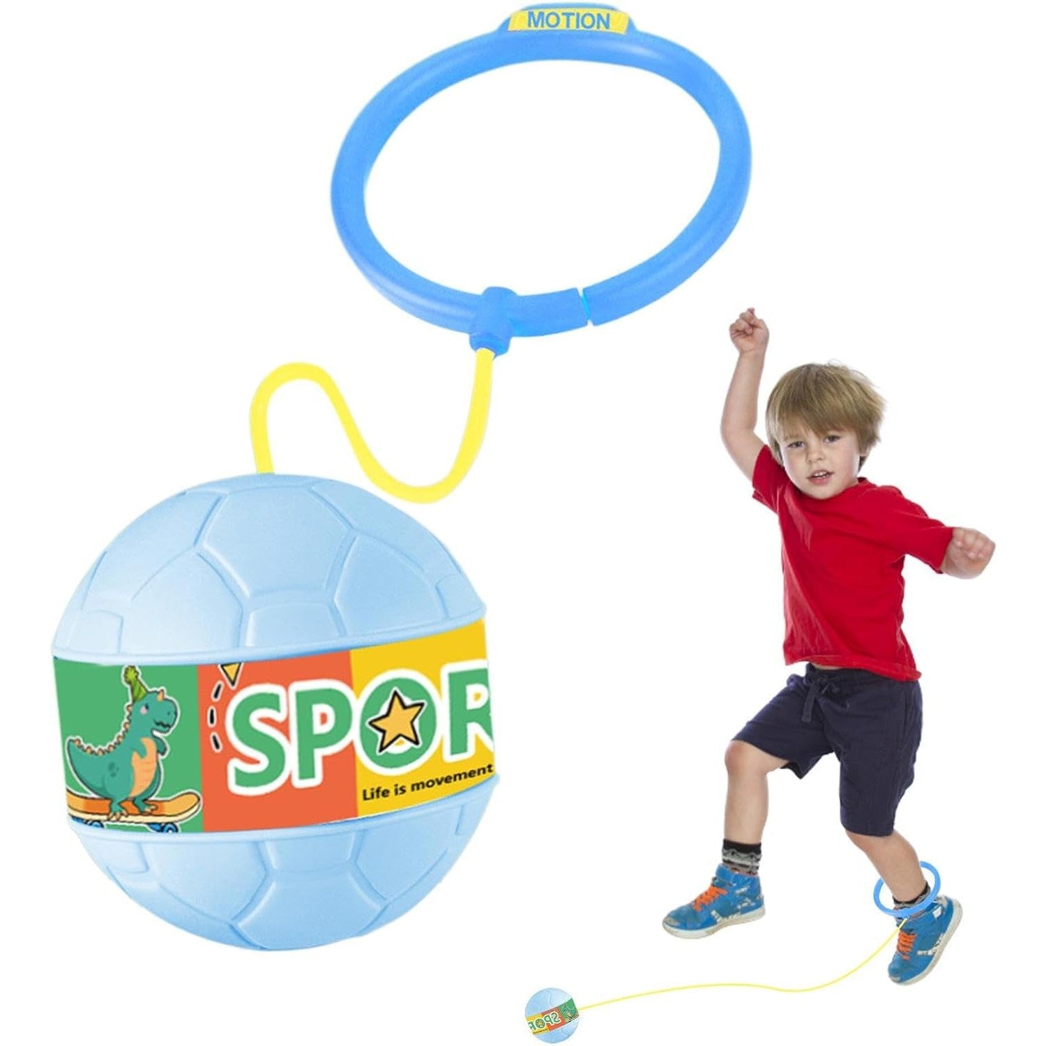 Minge pentru Sarit, Flippy, Tip Coarda Hula Hoop, Cerc 12 cm, Coarda 52 cm, Minge 12 x 11 cm, Functie Iluminat, 4-6 Ani, Plastic, Albastru-7