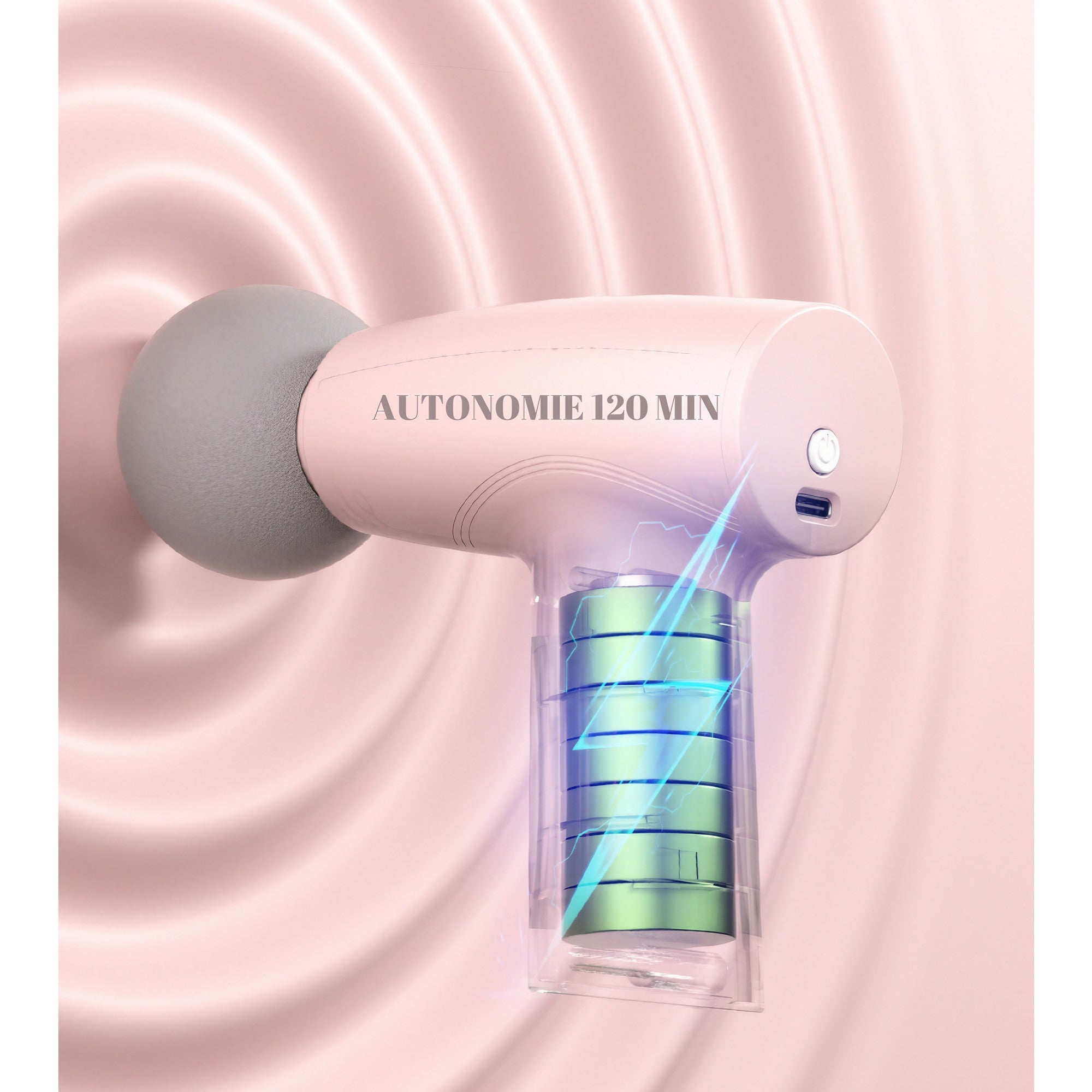 Mini Aparat de Masaj, Flippy, Tip Pistol, Incarcare USB Tip C, Portabil, Pentru Relaxare Musculara, Autonomie 120 Min, 3 Trepte de Viteza, Roz-11