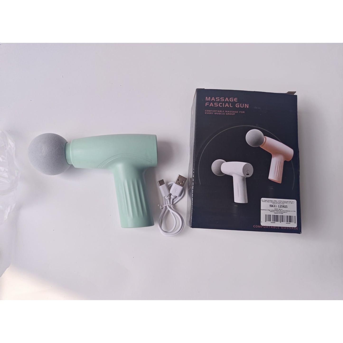 Mini Aparat de Masaj, Flippy, Tip Pistol, Incarcare USB Tip C, Portabil, Pentru Relaxare Musculara, Autonomie 120 Min, 3 Trepte de Viteza, Verde-1