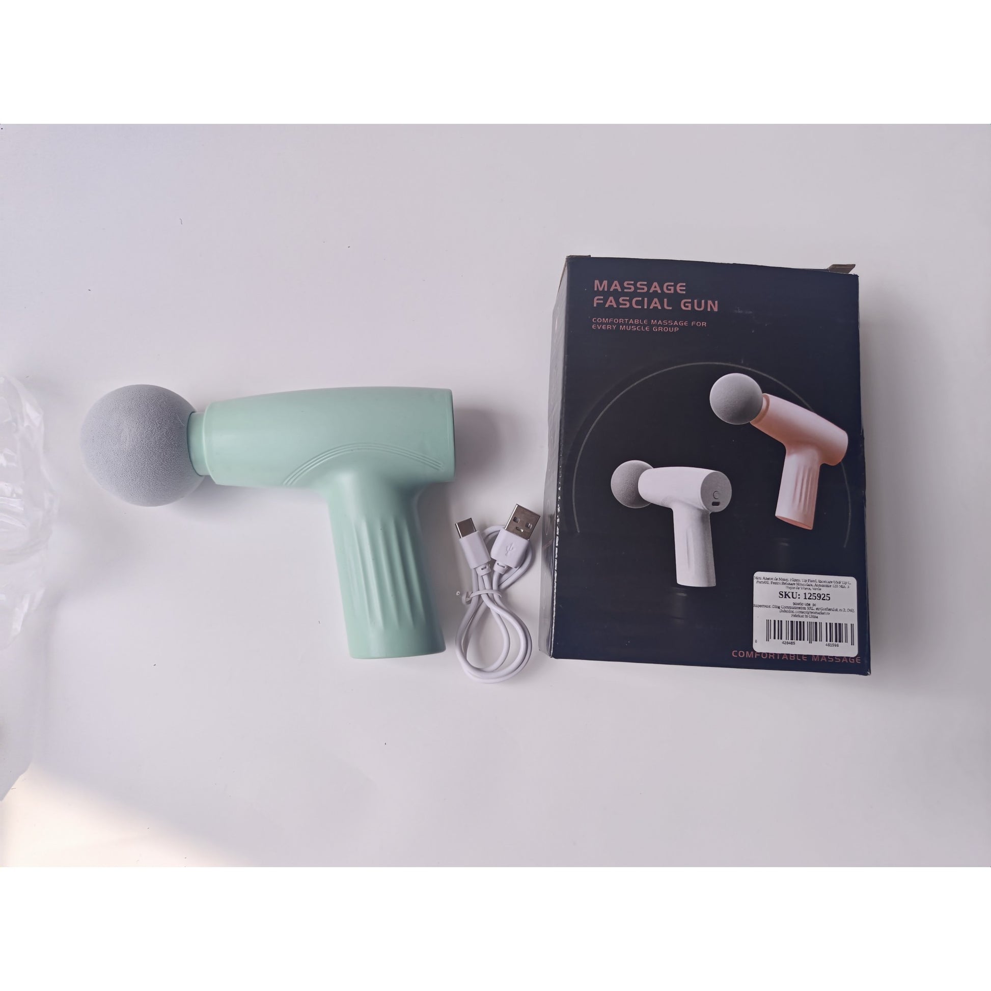 Mini Aparat de Masaj, Flippy, Tip Pistol, Incarcare USB Tip C, Portabil, Pentru Relaxare Musculara, Autonomie 120 Min, 3 Trepte de Viteza, Verde-1
