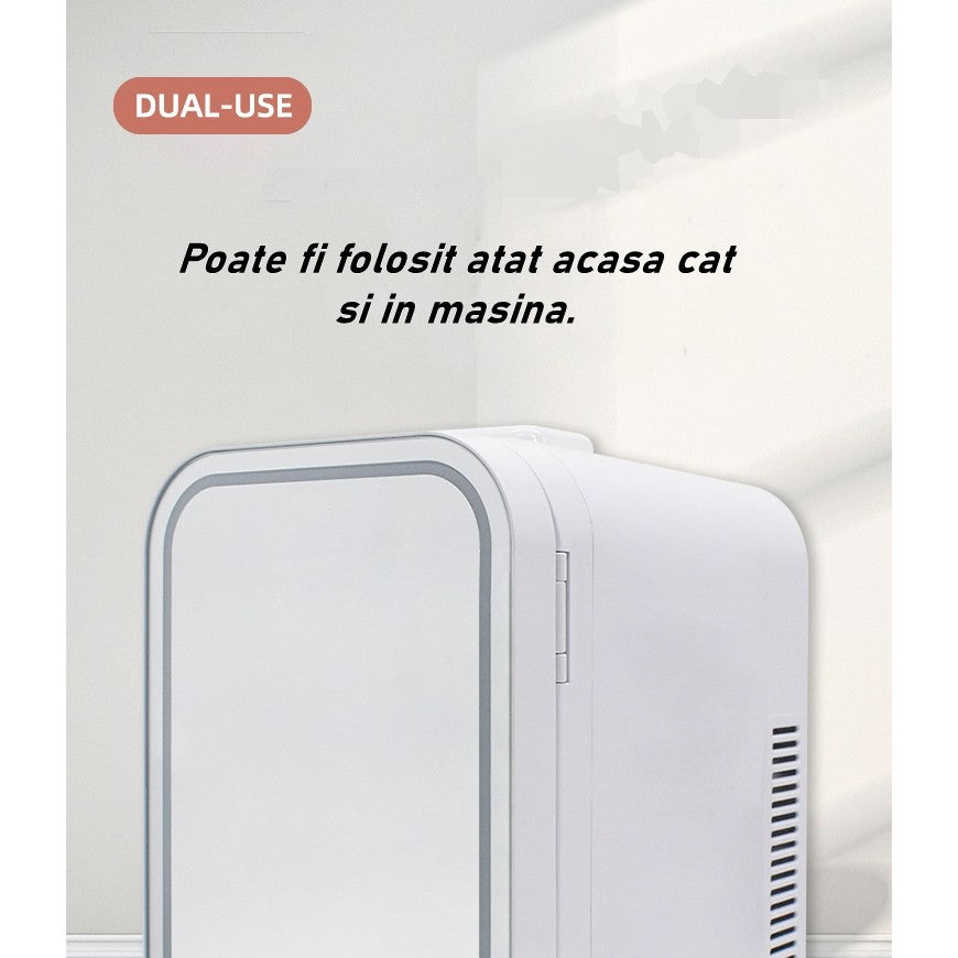 Mini frigider cosmetice, Flippy, dubla functie de incalzire/racire, portabil, 8L, alb-5