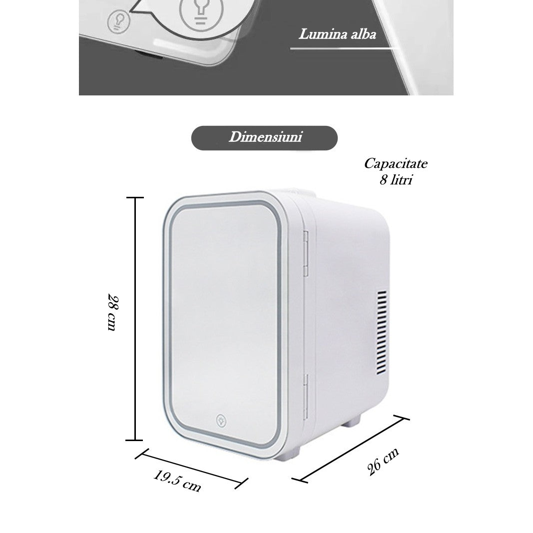 Mini frigider cosmetice, Flippy, dubla functie de incalzire/racire, portabil, 8L, alb-7