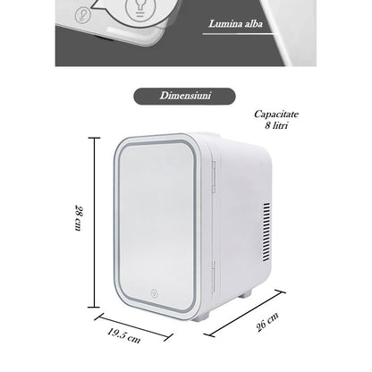 Mini frigider cosmetice, Flippy, dubla functie de incalzire/racire, portabil, 8L, alb-7
