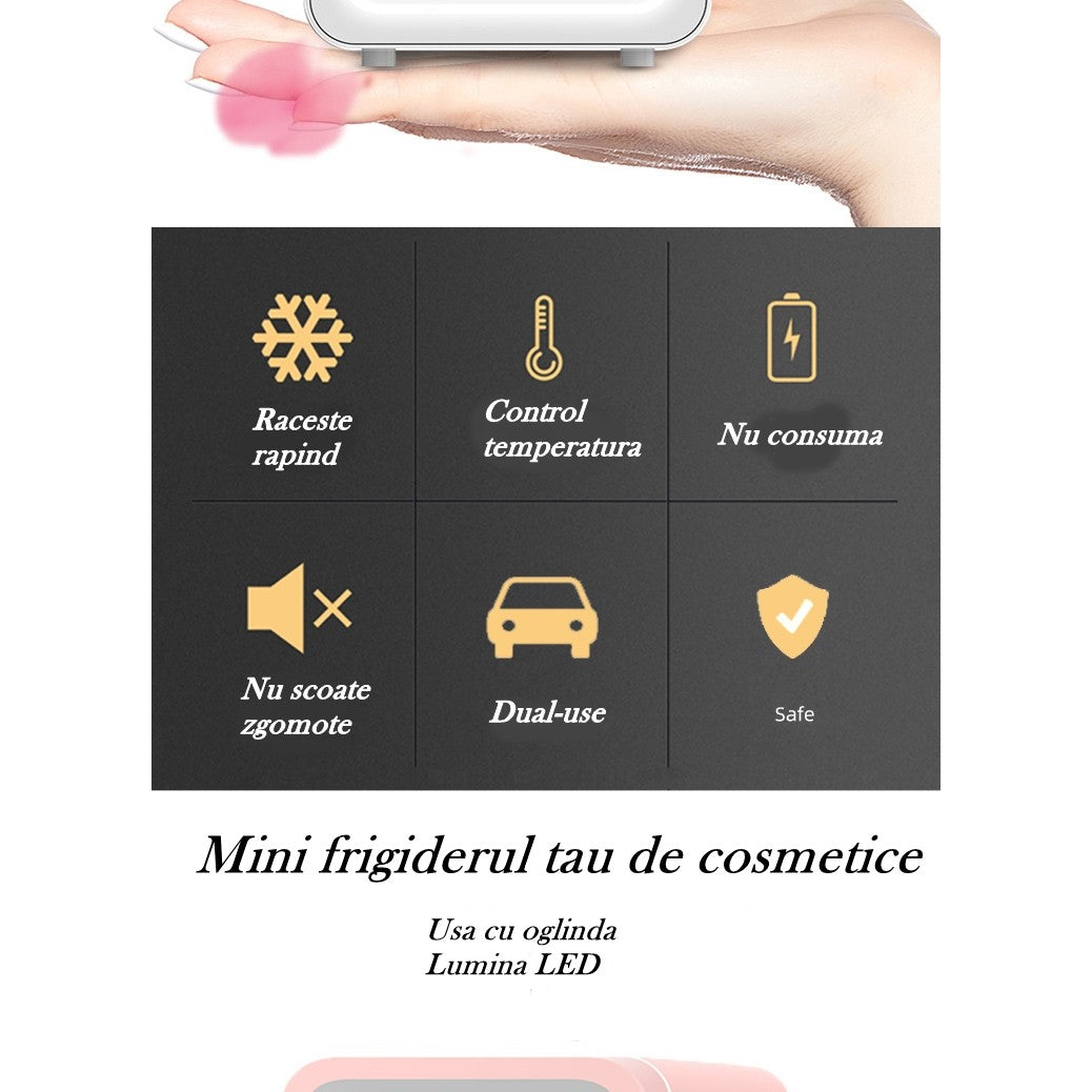 Mini frigider cosmetice, Flippy, dubla functie de incalzire/racire, portabil, 8L, alb-9