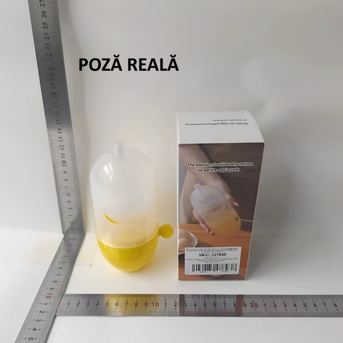 Mini Shaker Manual pentru Oua, Flippy, pentru Galbenusuri si Albusuri, Mixer Amestecare, 15x6 cm, Galben-1