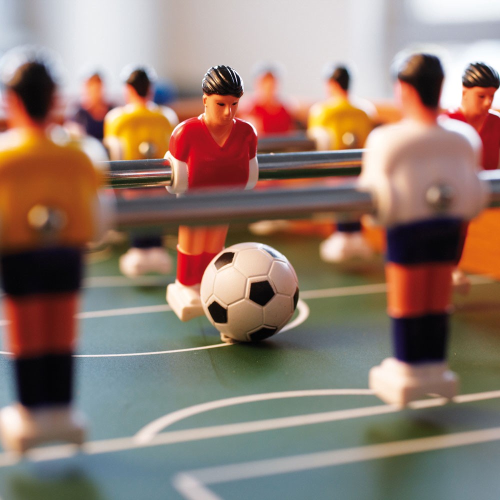 Mini Masa de Fotbal cu Teren si 12 Jucatori Flippy, 4 Manere, cu Tablou pentru Scor, din Metal, Lemn si ABS, 51 x 31 x 9.6 cm, pentru copii/adulti-3