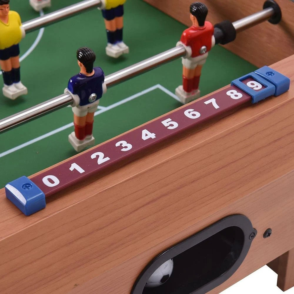 Mini Masa de Fotbal cu Teren si 12 Jucatori Flippy, 4 Manere, cu Tablou pentru Scor, din Metal, Lemn si ABS, 34.5 x 23 x 7 cm, pentru copii/adulti-4