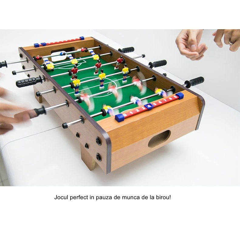 Mini Masa de Fotbal cu Teren si 18 Jucatori Flippy, 6 Manere, cu Tablou pentru Scor, din Metal, Lemn si ABS, 50 x 25 x 16 cm, cu Picioruse, pentru copii/adulti-3