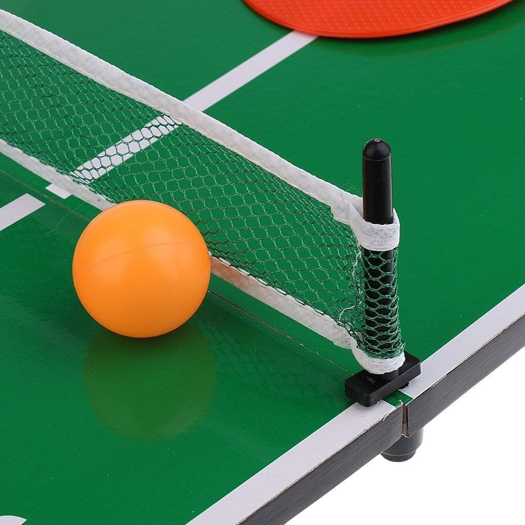 Mini Masa de Ping Pong Flippy, pentru interior, Material Lemn, 60 x 10 x 30 cm, 2 mingi, portabila, verde-2