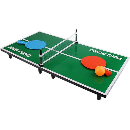Mini Masa de Ping Pong Flippy, pentru interior, Material Lemn, 60 x 10 x 30 cm, 2 mingi, portabila, verde-3
