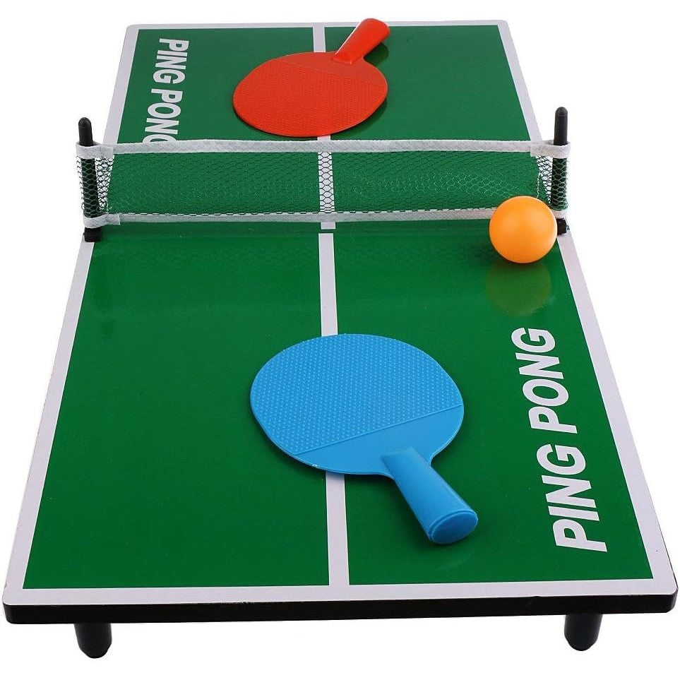 Mini Masa de Ping Pong Flippy, pentru interior, Material Lemn, 60 x 10 x 30 cm, 2 mingi, portabila, verde-4