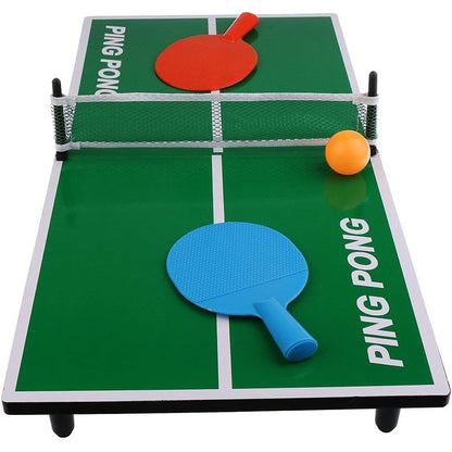 Mini Masa de Ping Pong Flippy, pentru interior, Material Lemn, 60 x 10 x 30 cm, 2 mingi, portabila, verde-4
