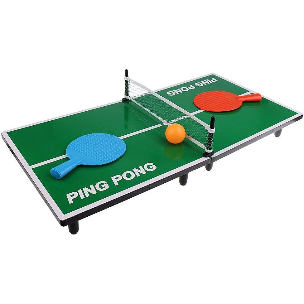 Mini Masa de Ping Pong Flippy, pentru interior, Material Lemn, 60 x 10 x 30 cm, 2 mingi, portabila, verde-0