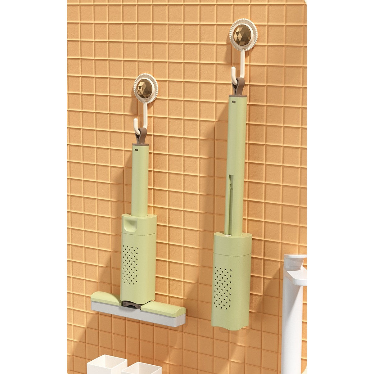 Mini Mop, Flippy, Pentru Uz Casnic, Sistem Autostoarcere, Portabil, Mop cu Burete, Rotire 180°,15 x 27.5 cm, Verde-6