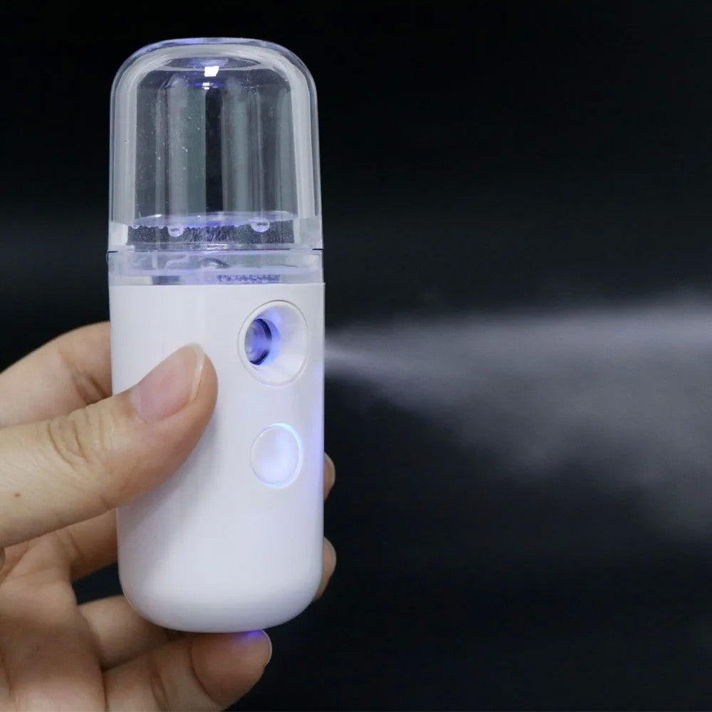 Spray de Hidratare Facială cu Tehnologie Nano, Flippy, Hidratare, Igienizare, Abur Rece, Încărcare USB, Capacitate 30 mL, 10cm, Alb-1