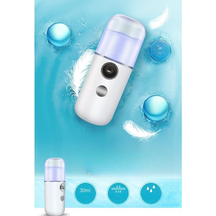 Spray de Hidratare Facială cu Tehnologie Nano, Flippy, Hidratare, Igienizare, Abur Rece, Încărcare USB, Capacitate 30 mL, 10cm, Alb-4
