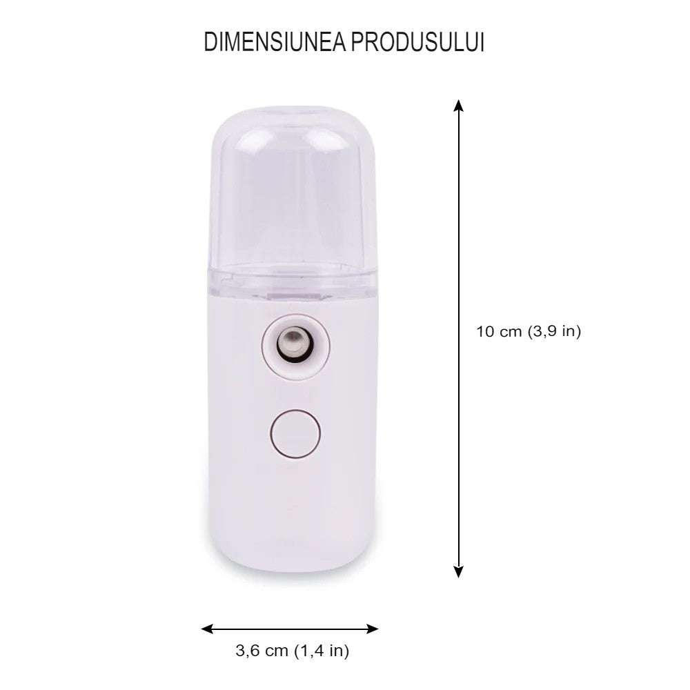 Spray de Hidratare Facială cu Tehnologie Nano, Flippy, Hidratare, Igienizare, Abur Rece, Încărcare USB, Capacitate 30 mL, 10cm, Alb-6