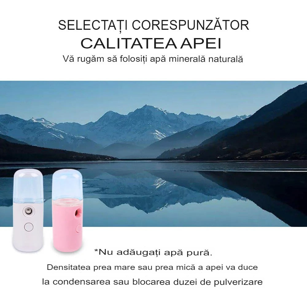 Spray de Hidratare Facială cu Tehnologie Nano, Flippy, Hidratare, Igienizare, Abur Rece, Încărcare USB, Capacitate 30 mL, 10cm, Alb-9
